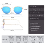 Retro Round Sunglasses Metal Frame Glass Circle Lens Men Women 3647 Vintage Style