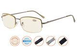 Anti Blue Rays,Reduce Eyestrain,Metal Frame Half-rim Computer Reading Glasses