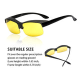 Night Vision Fit Over Glasses by Ideal Eyewear, Yellow Lens Polarized Night Driving Glasses
