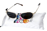 V3138-vp Oval Round Metal Steampunk Hipster 90s X-Small Lens Sunglasses