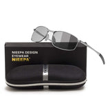 Men's Photochromic Polarized Sunglasses Square Metal Driving Eyewear