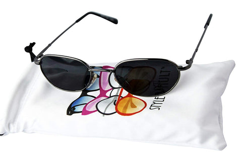 V3138-vp Oval Round Metal Steampunk Hipster 90s X-Small Lens Sunglasses