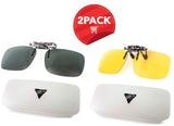 Clip on Polarized Sunglasses Plus Night Vision Flip up Anti reflective Anti Glare UV-400 To Wear Over Prescription Glasses