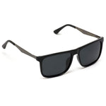 - Flat Top Polarized Lens Square Black Sunglasses for Men