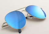 Premium Classic Aviator Mirrored Flat Lens Sunglasses Metal Frame with Spring Hinges