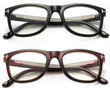 Newbee Fashion -Perfo Modern Look Squared Wayfarer Style Thick Frame Fashion Clear Lens Glasses
