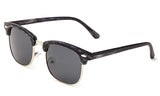 Newbee Fashion - Polarized Classic Vintage Clubmaster Style Comfortable Semi-Rimless Two Tone Wood Colored Fashion Sunglasses