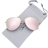 Classic Large Metal Frame Mirror Lens Aviator Sunglasses with Gift Box