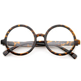 Retro Horn Rimmed Clear Lens Round Eyeglasses 52mm