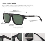 Men's Polarized Driving Sunglasses Retro Square Al-Mg Temple Glasses