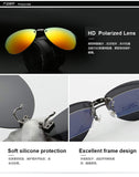 Clip-On Sunglasses Polarized Aviator Al-Mg Rimless Lens For Prescription Glasses