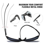 Mens Classic Rectangular Polarized Metal Frame Sunglasses with Carbon Fiber Temples 8206