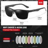 Mens Classic Rectangular Polarized Metal Frame Sunglasses with Carbon Fiber Temples 8206