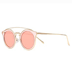Round Sunglasses for Women Double Bridge, Light Weight, Pouch Included