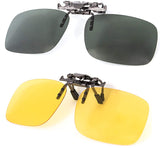 Clip on Polarized Sunglasses Plus Night Vision Flip up Anti reflective Anti Glare UV-400 To Wear Over Prescription Glasses