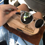 Mens Clubmaster Sunglasses Semi Rimless Wooden Sunglasses Polarized in Original Boxes