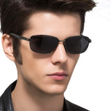 Rectangular Mens Sunglasses with UV400 Protection, Durable Metal Frame, Polarized Lenses for Driving