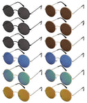 12-Pack Men Women Metal Round Aviators Sunglasses Tinted Lens