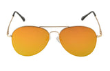 Premium Classic Aviator Mirrored Flat Lens Sunglasses Metal Frame with Spring Hinges