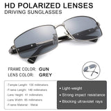 Mens Rectangular Sunglasses-Lagre Metal Frame, Polarized Lens for Men Driving/UV Protection