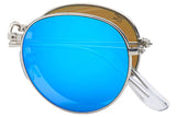 Polarized Folding Round Sunglasses With Premium Cleaning Cloth and Leather Case