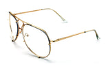 New Large Non-Prescription Premium Aviator Clear Lens Glasses Gold Silver Black