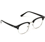 Vintage Inspired Classic Half Frame Clubmaster Horn Rimmed Clear Lens Glasses