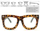 Vintage Inspired Geek Oversized Square Thick Horn Rimmed Eyeglasses Clear Lens