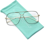 - 70's Style Clear Glasses Gold Frame Aviator Style