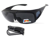Fit Over Polarized Sunglasses Flip Up Driving Glasses Wear Over Glasses Plus Car Clip Holder