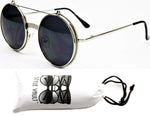 V135-vp  Round Flip up Django Steampunk Metal Sunglasses