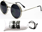 V135-vp  Round Flip up Django Steampunk Metal Sunglasses