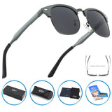 Classic Polarized Semi Rimless Unisex Horn Rimmed Sunglasses Mens Womens