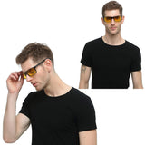 Men's HD Yellow Night Vision Driving Glasses for For Outdoor Sports Black Carbon Fibre Frame