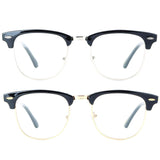 Newbee Fashion - Clubmaster Oval Stylish Retro Vintage Semi-Rimless Floral Classic Half Frame Clear Glasses Frames