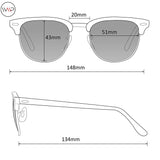 Retro Classic Metal Half Frame Horn Rimmed Sunglasses
