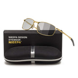 Men's Photochromic Polarized Sunglasses Square Metal Driving Eyewear
