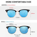 Polarized Sunglasses Women Men Classic Semi Rimless Frame Retro Sunglasses
