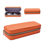 Zipper Square Shape PU Leather Hard Eyeglasses Glasses Case