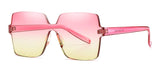 Oversized Square Candy Colors Transparent Lens Rimless Frame Unisex Sunglasses