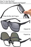Polarized Clip on Flip Up Sunglasses for Prescription Glasses One-Piece Style