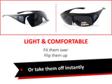 Fit Over Polarized Sunglasses Flip Up Driving Glasses Wear Over Glasses Plus Car Clip Holder