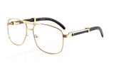 FBL Unisex Vintage Style Clear Lens Metal & Wood Feel Eyeglasses UV 400 Protection A071