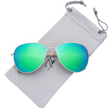Classic Large Metal Frame Mirror Lens Aviator Sunglasses with Gift Box