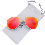 Classic Large Metal Frame Mirror Lens Aviator Sunglasses with Gift Box