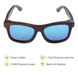 Handcrafted Polarized Bamboo Sunglasses Wayfarer Style Brown Frame
