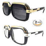 2 pack Extra Large Aviator Shield Sunglasses Mens Fashion Designer Flat Top