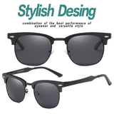 Classic Polarized Retro Sunglasses Al-Mg Semi-rimless Driving Sun Glasses