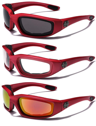 3-Pack Deal - Men's Sport Biker Motorcycle Goggles with Impact Resistant UV400 Lenses