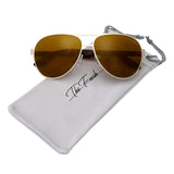 Steel Leather Frame Real Revo Mirror Lens Active Aviator Sunglasses Gift Box